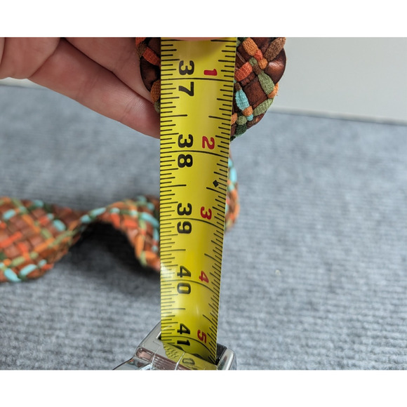 Fossil Woven Belt Women M Y2K Leather Boho Vintage Festival Wide Hip Big Buckle - Picture 2 of 3